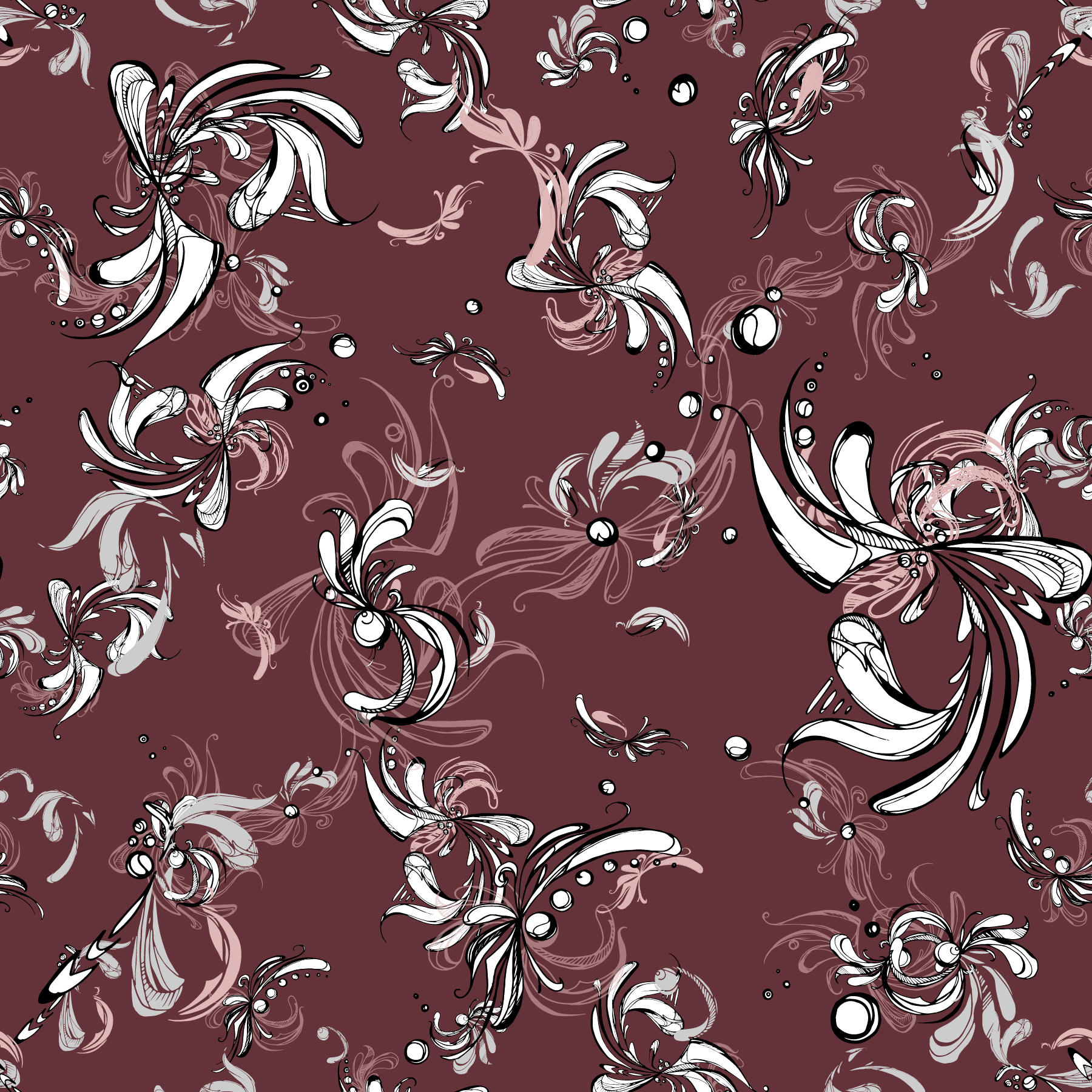 Filigree Swirl in Burgundy Pattern - Revamped