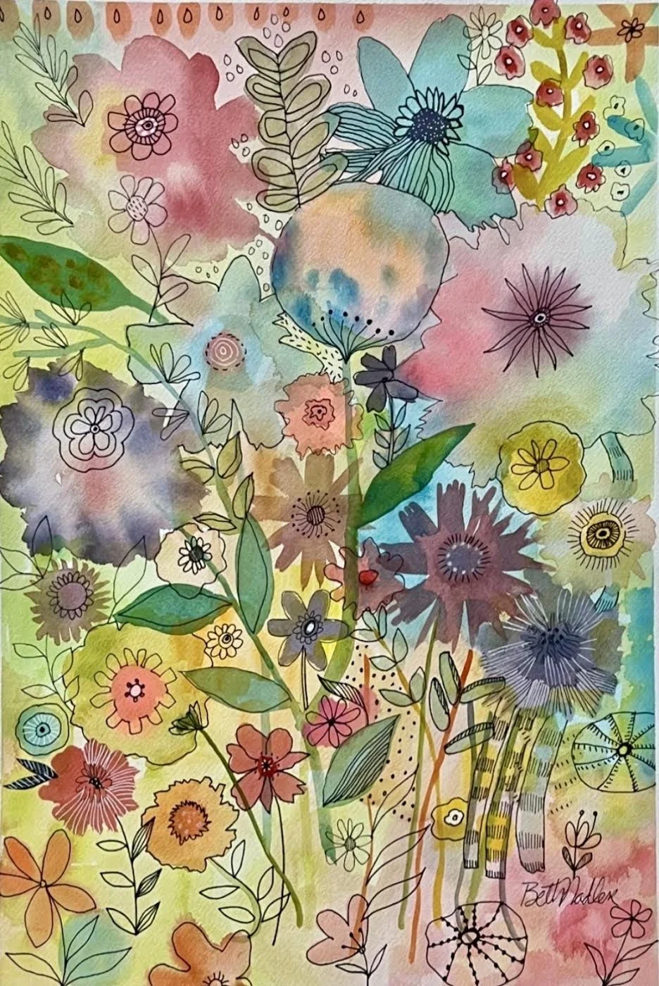 Wishflowers and Daydreams 14"x20" Arches Watercolor Paper