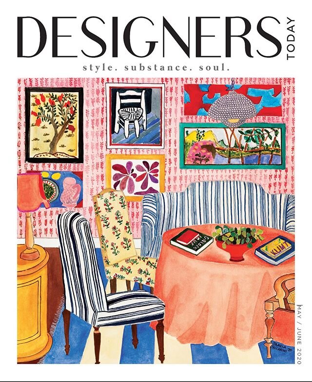 We are so excited about this gorgeous collaboration between two of our favorite people! @pamelajaccarino created this #CoverForACause for @jdagmi for @designerstoday May/June issue! Pam&rsquo;s original watercolor (second picture) is being auctioned 