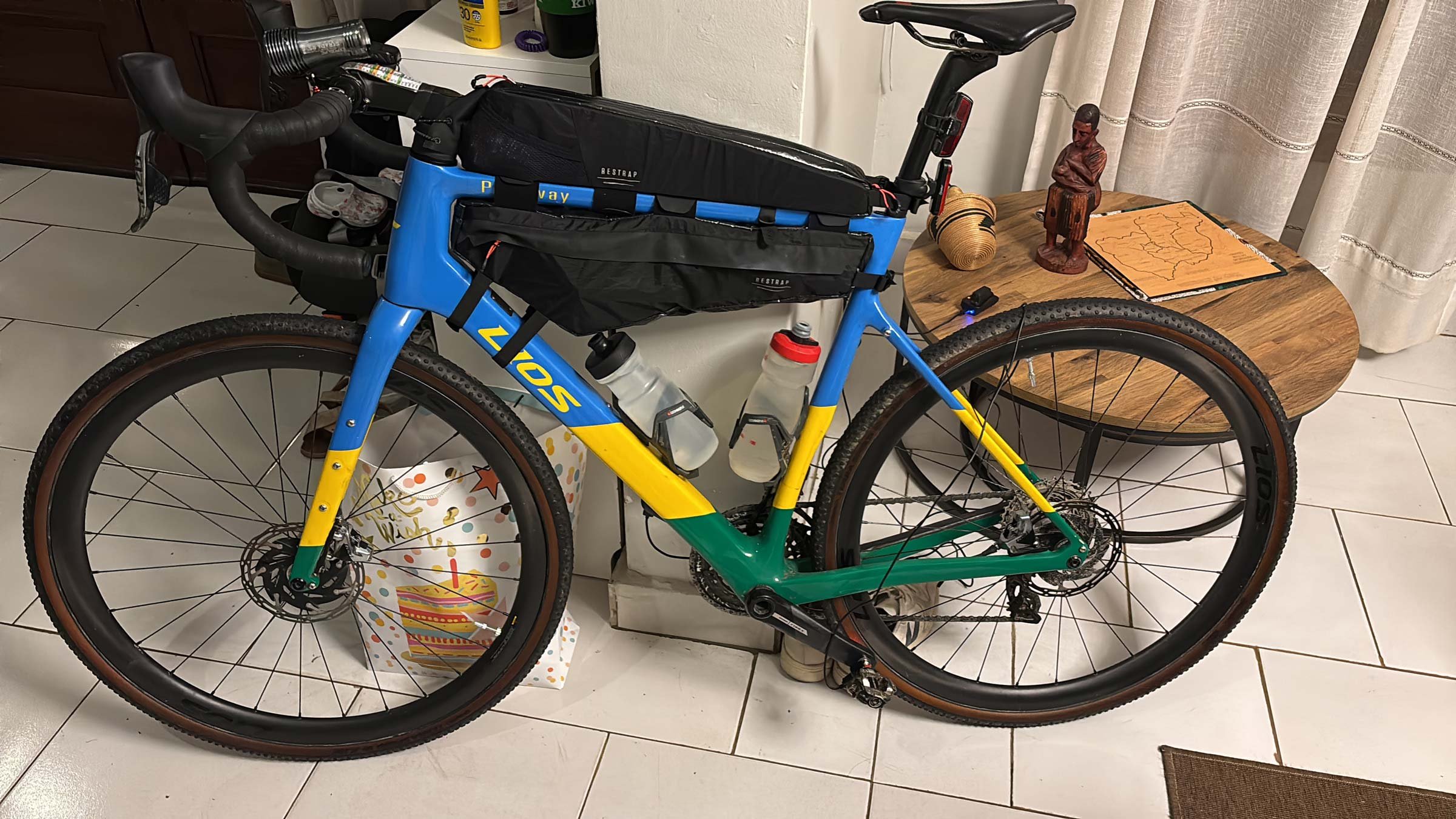 LIOS Paveway carbon gravel bike custom painted in Rwanda flag colours