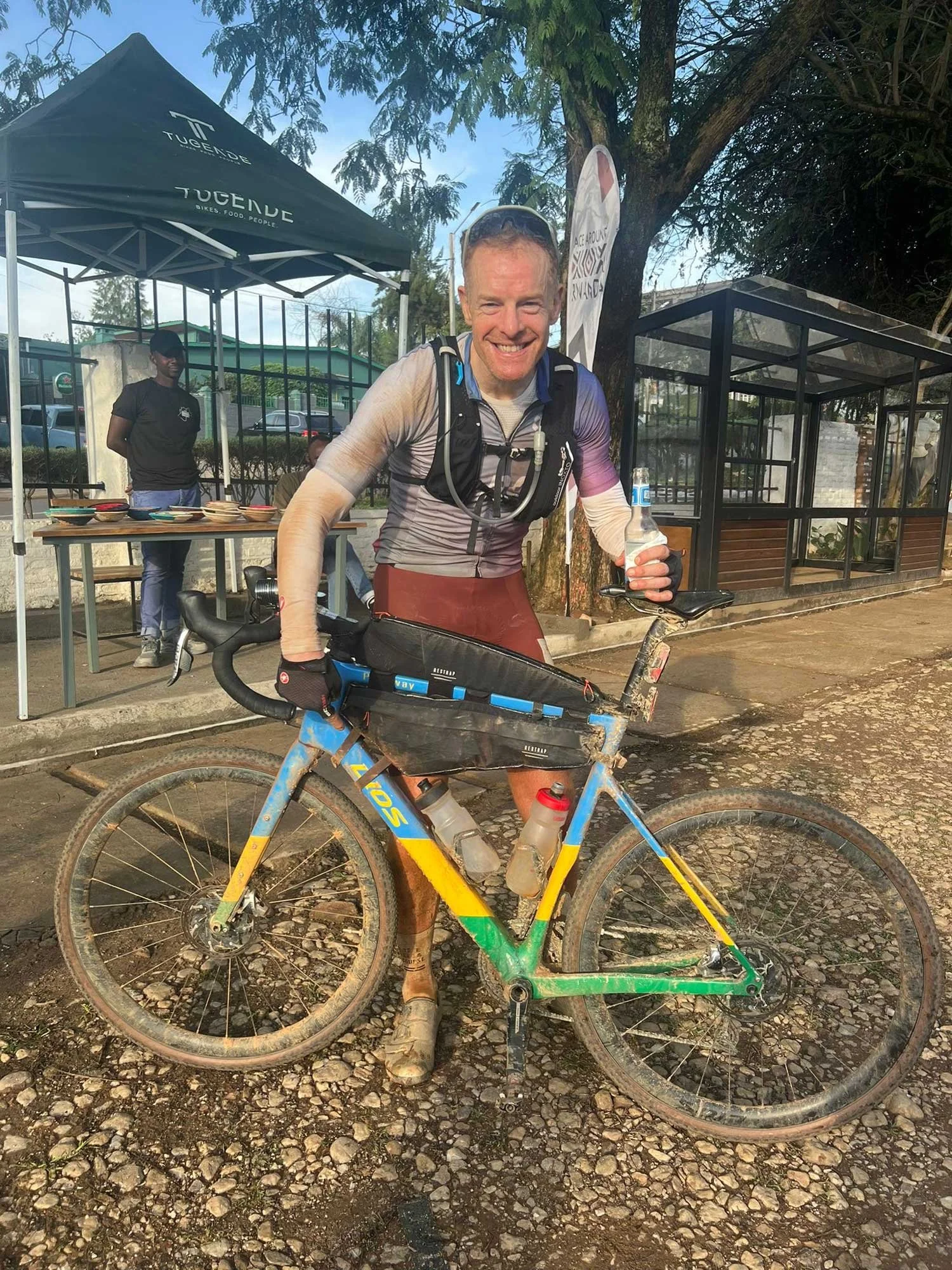 Mud covered LIOS Paveway gravel bike during Race Around Rwanda