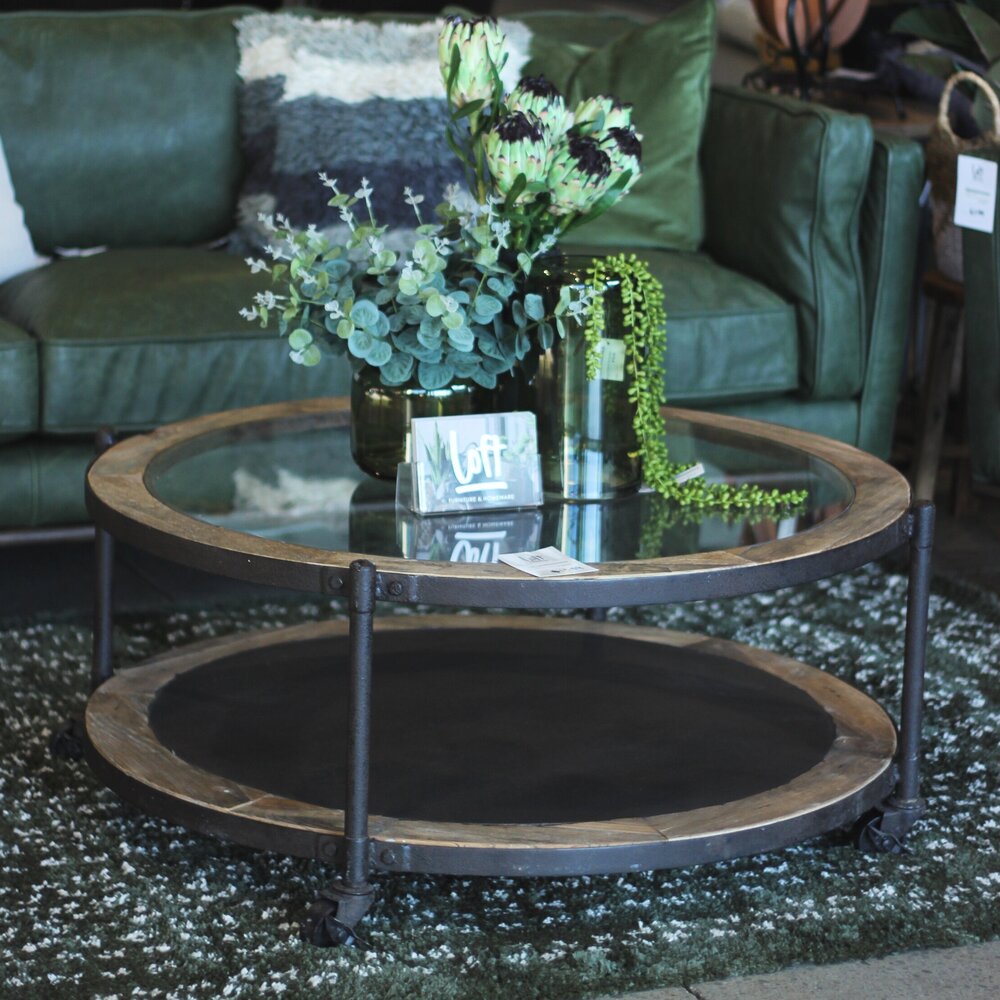 Round Wood Coffee Table With Metal Legs