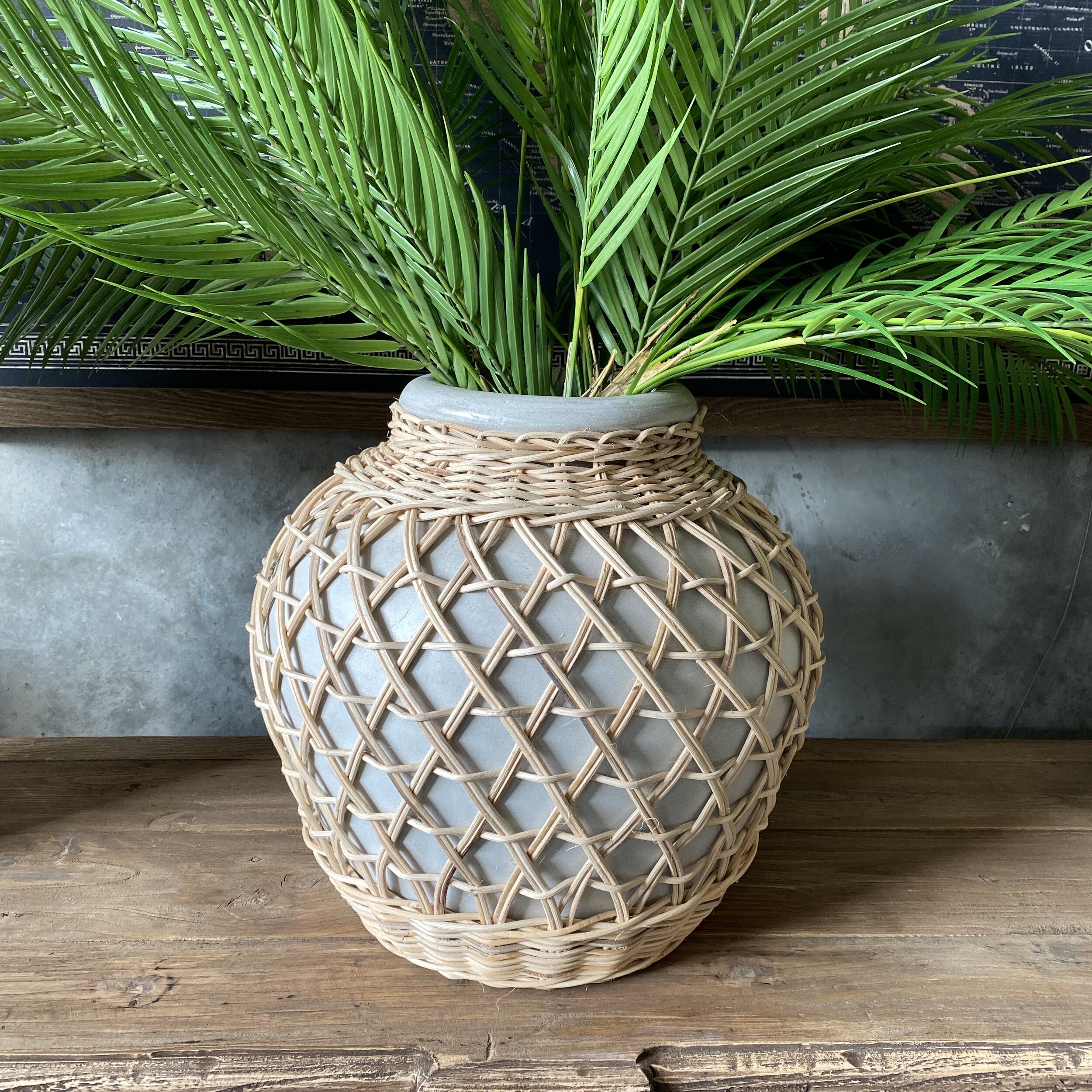 Pot with Rattan Cover