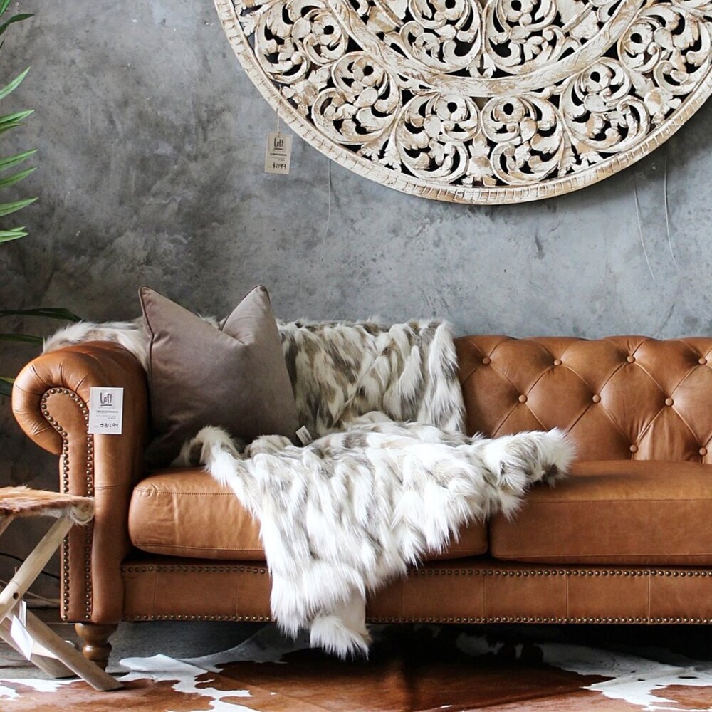 Heirloom Faux Fur Throw - Snowshoe Hare