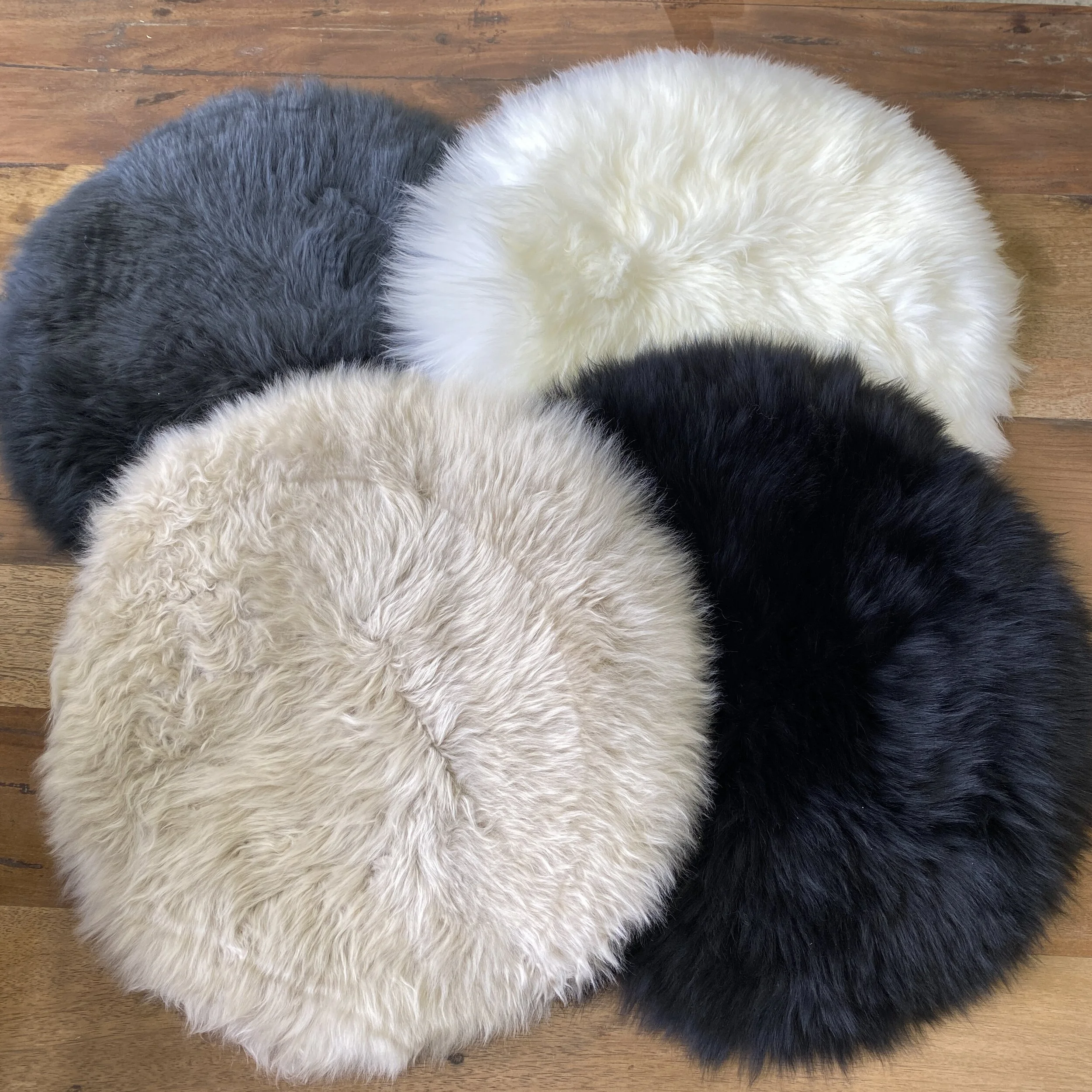 Round Sheepskin Seat Pads — Loft Furniture New Zealand