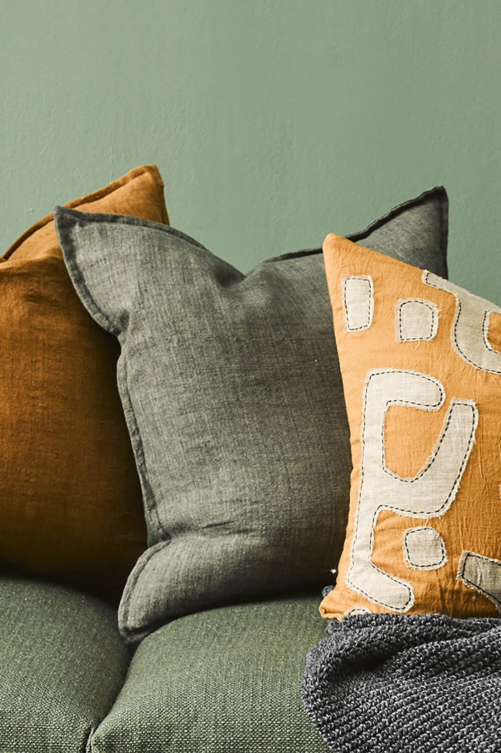 Cassia Linen Cushion Moss — Loft Furniture New Zealand