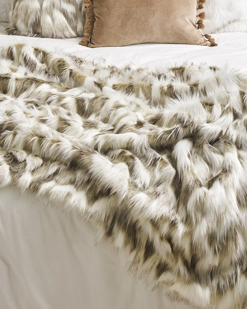 Heirloom Faux Fur Throw Snowshoe Hare — Loft Furniture New Zealand