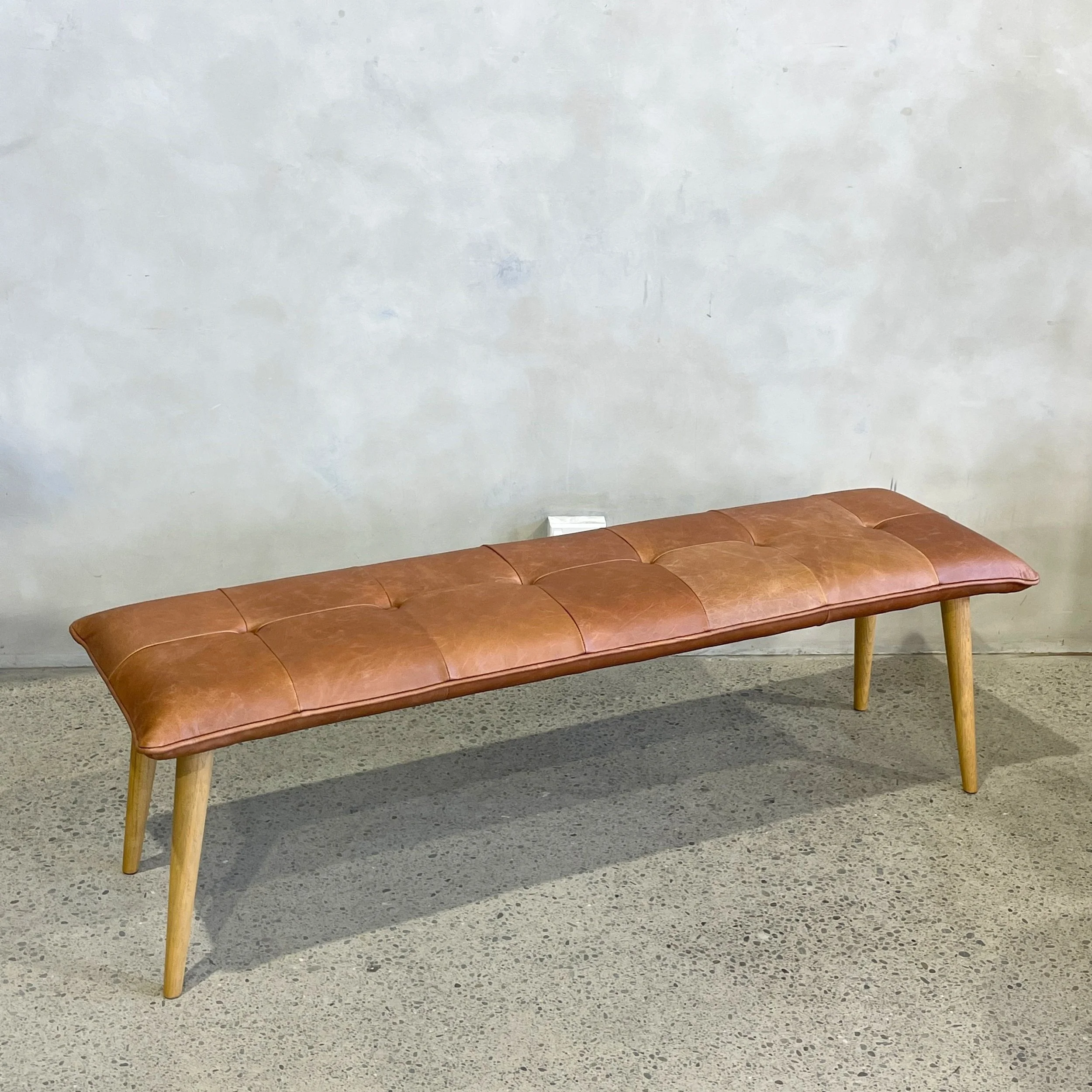 Lulu Ottoman Bench Tan Leather — Loft Furniture New Zealand