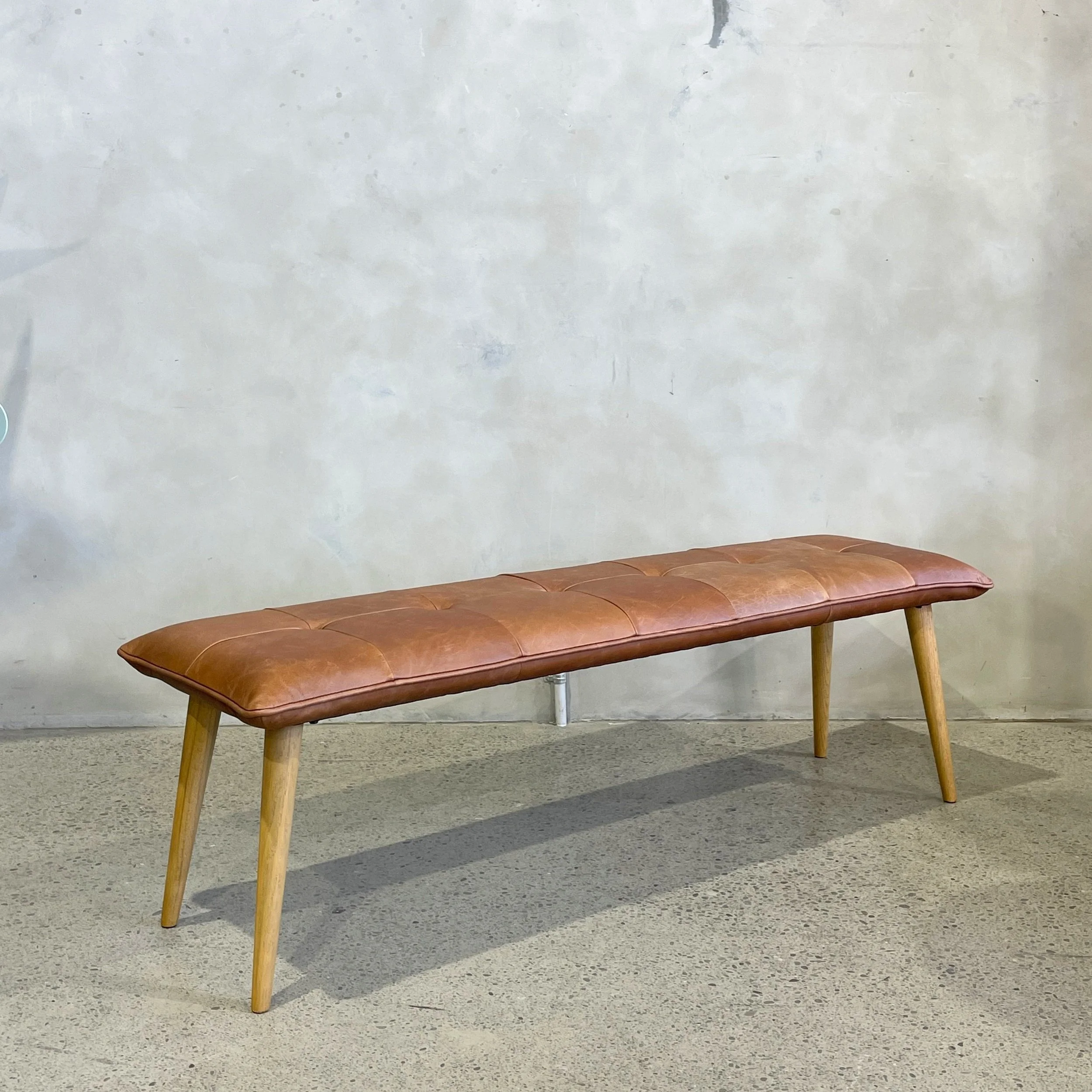 Lulu Ottoman Bench Tan Leather — Loft Furniture New Zealand