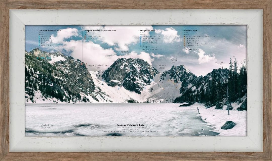 Peaks of Colchuck Tobin Akehurst Collaboration - 10" x 20" with 1 1/2" two-tone barnwood frame
