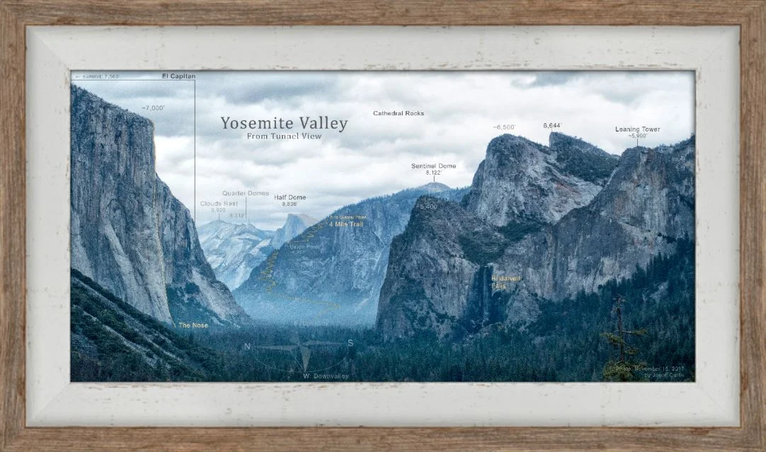 Yosemite Tunnel View - 10" x 20" with 1 1/2" two-tone barnwood frame