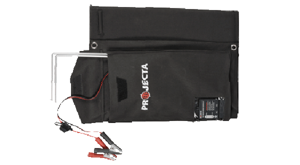 5m lead & battery clips and inbuilt solar controller Fused battery lead makes for trouble free battery connection. Leads can be stored in a front pocket. The inbuilt solar controller maintains your battery in peak condition and protects against overcharging and solar discharge.