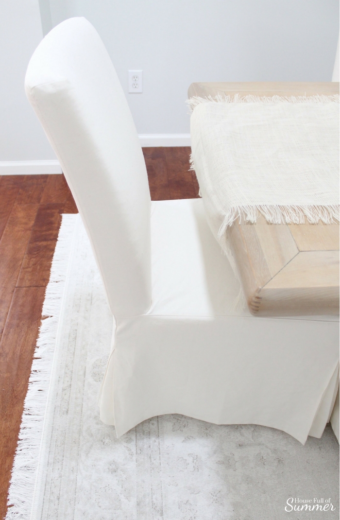 White Slipcovered Dining Chairs, Best Fabric For Dining Chair Slipcovers