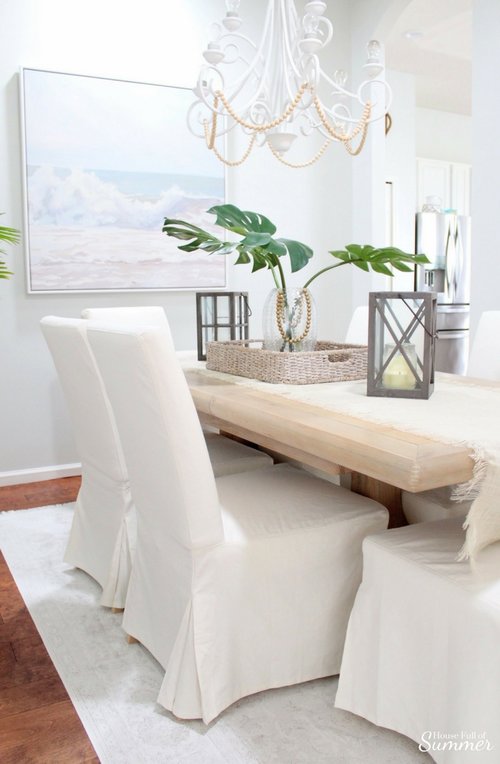White Slipcovered Dining Chairs, White Slipcovered Dining Chairs With Arms