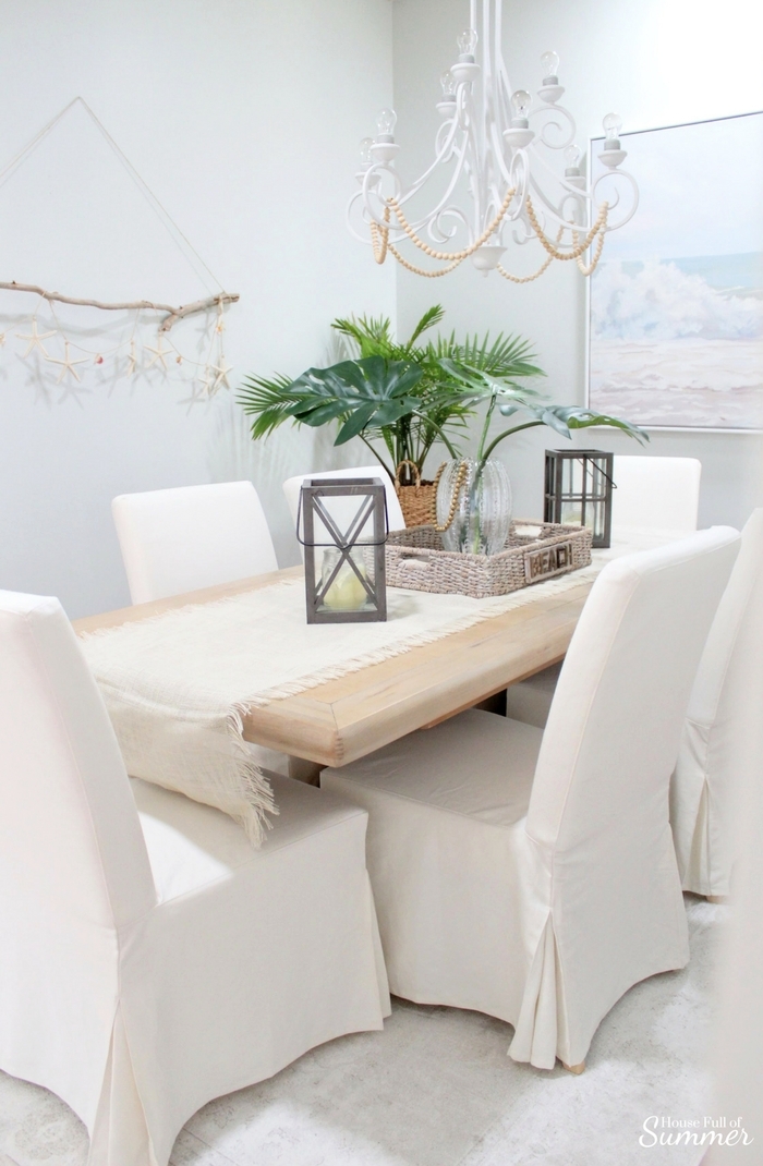 White Slipcovered Dining Chairs, Dining Room Chairs With Arms Slip Covers