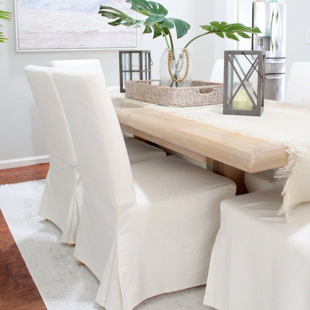 White Slipcovered Dining Chairs, White Dining Room Chair Slipcovers