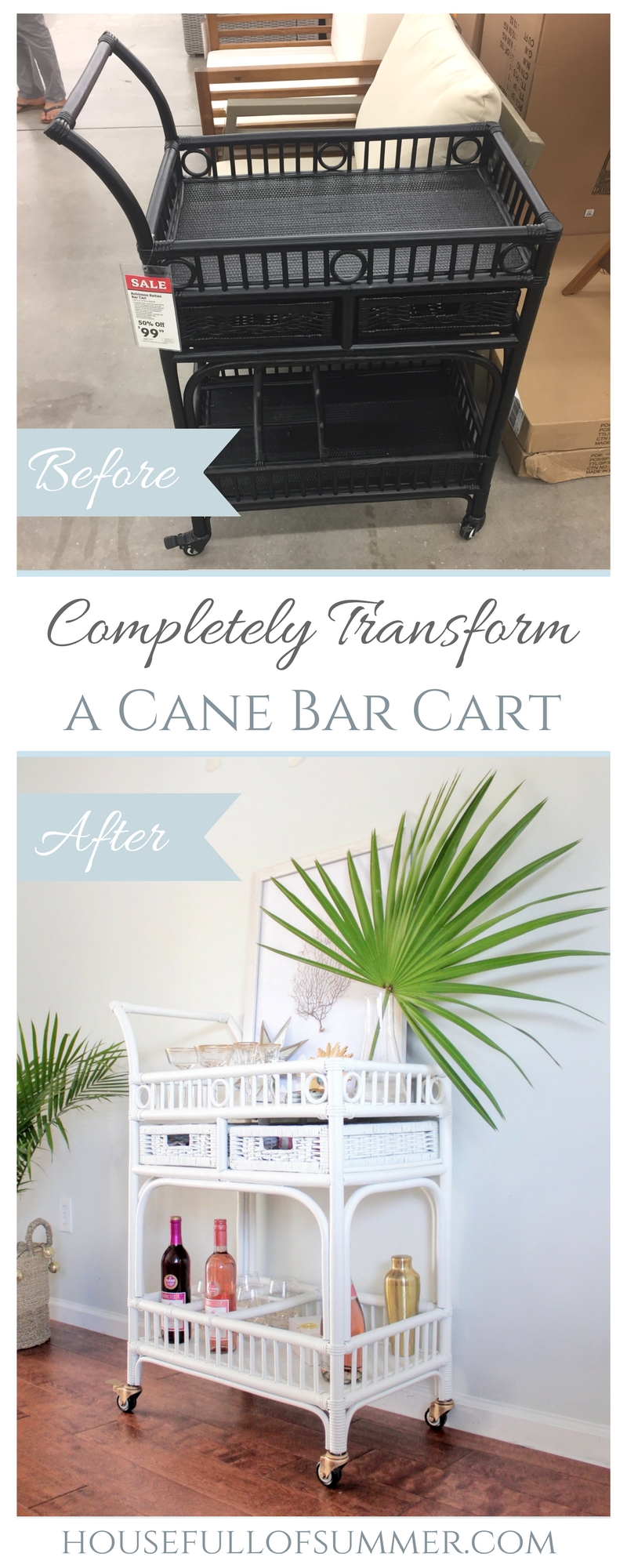 Completely Transform A Cane Bar Cart House Full Of Summer