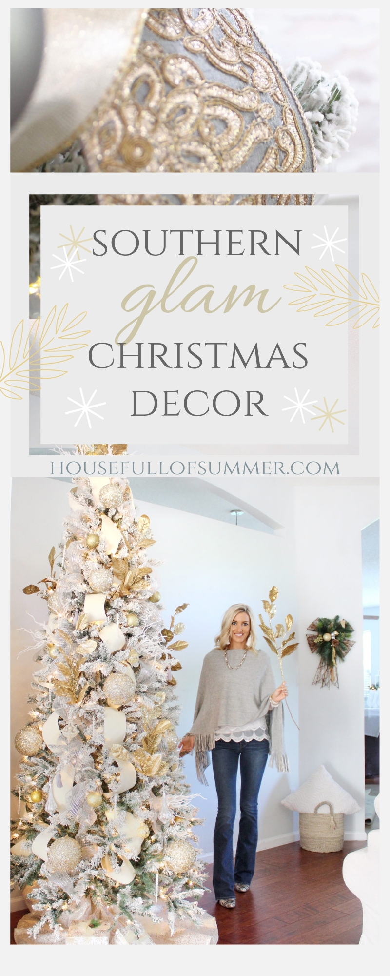 White and Gold Glam Christmas Decor  Gold christmas decorations, Glam  christmas decor, Gold christmas