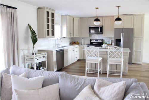 Kitchen Cabinet Paint Color Reveal, Should Kitchen Be Same Color As Living Room