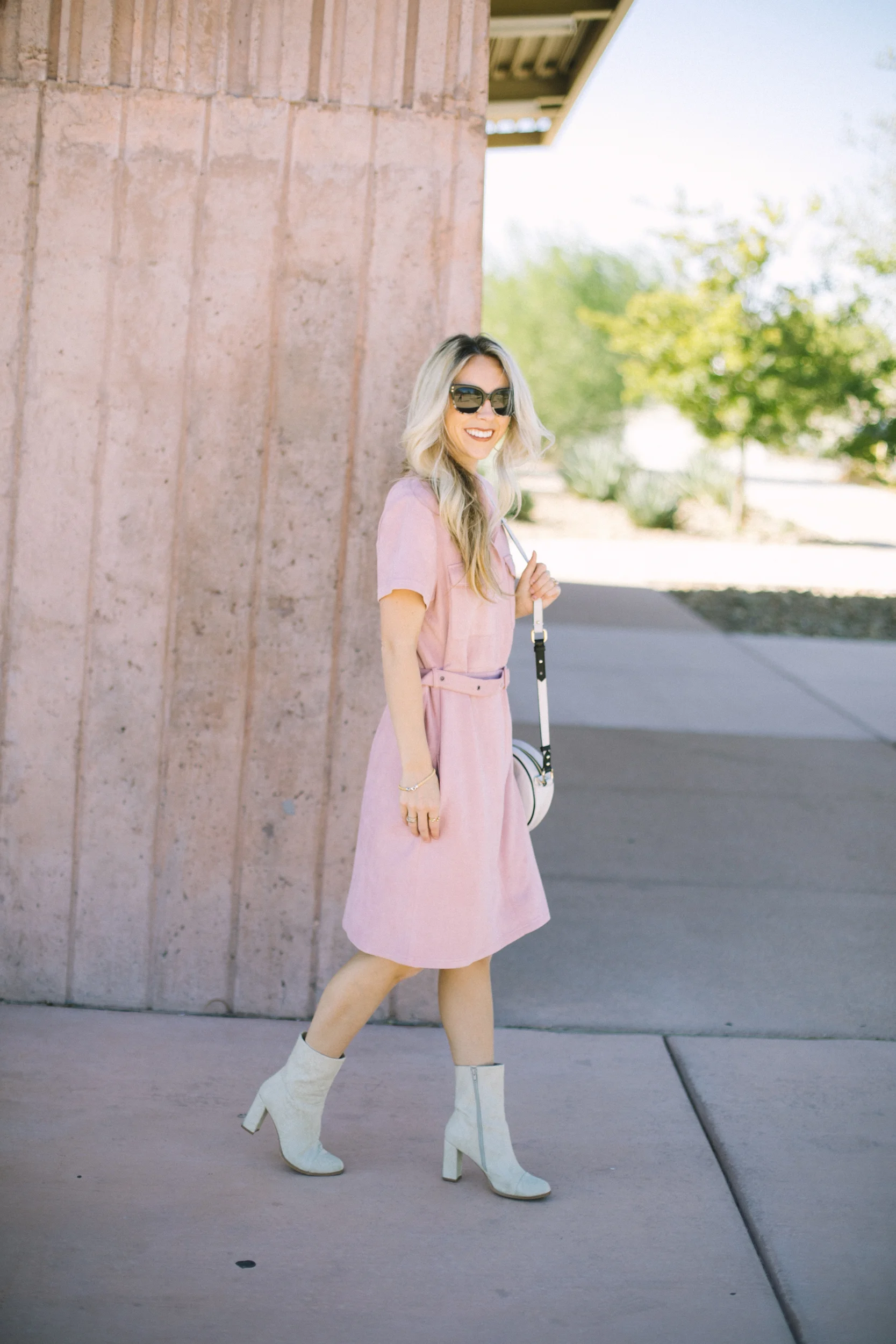 Pink Midi Dress by Las Vegas fashion bloggers Life of a Sister