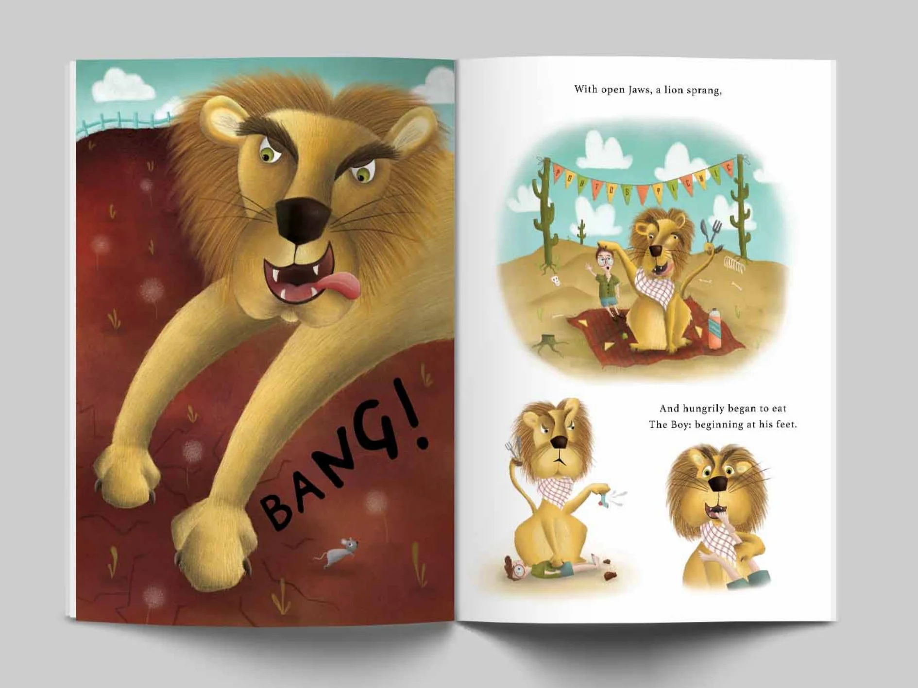 A visualisation of my illustrations as a double page spread.