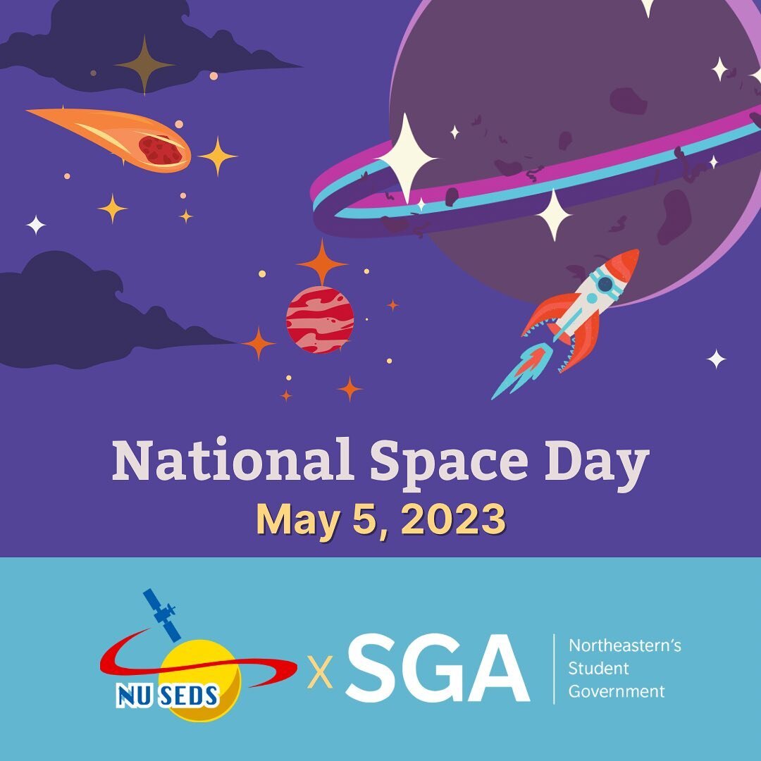 Happy National Space Day from @northeasternsga and @northeastern.seds!!! 🪐🔭

Swipe to learn more about the history &amp; importance of this day, some cool facts about space, and all about @northeastern.seds!