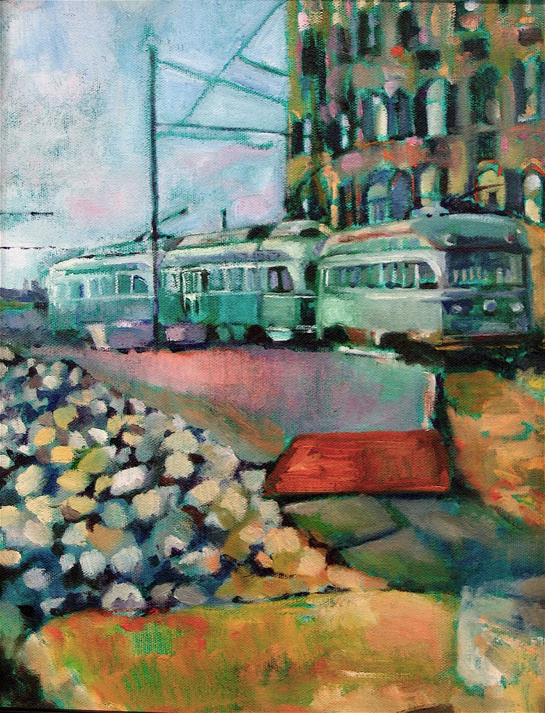 Trolley with Green Background