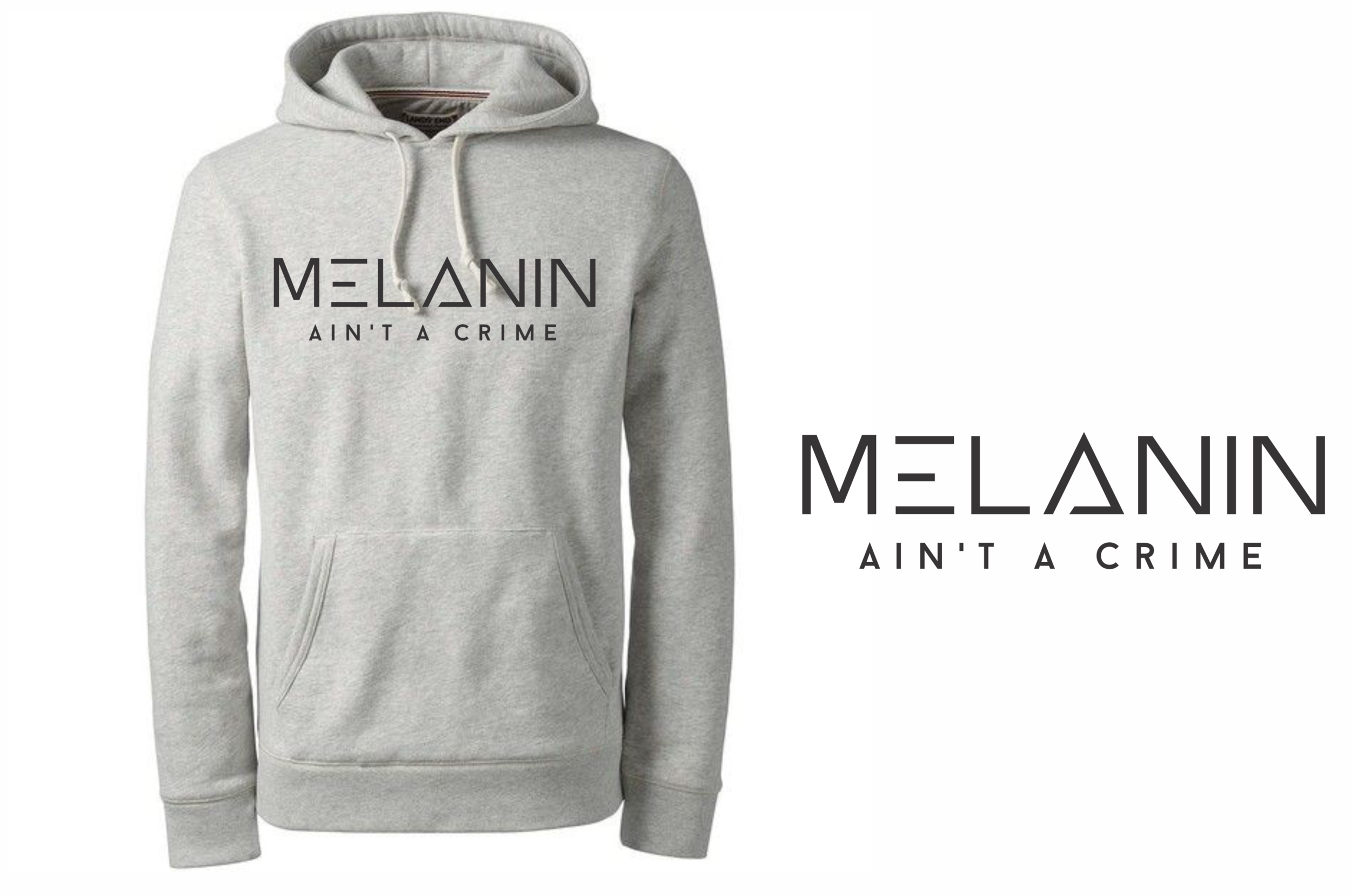 Melanin Text gray hoodie.png