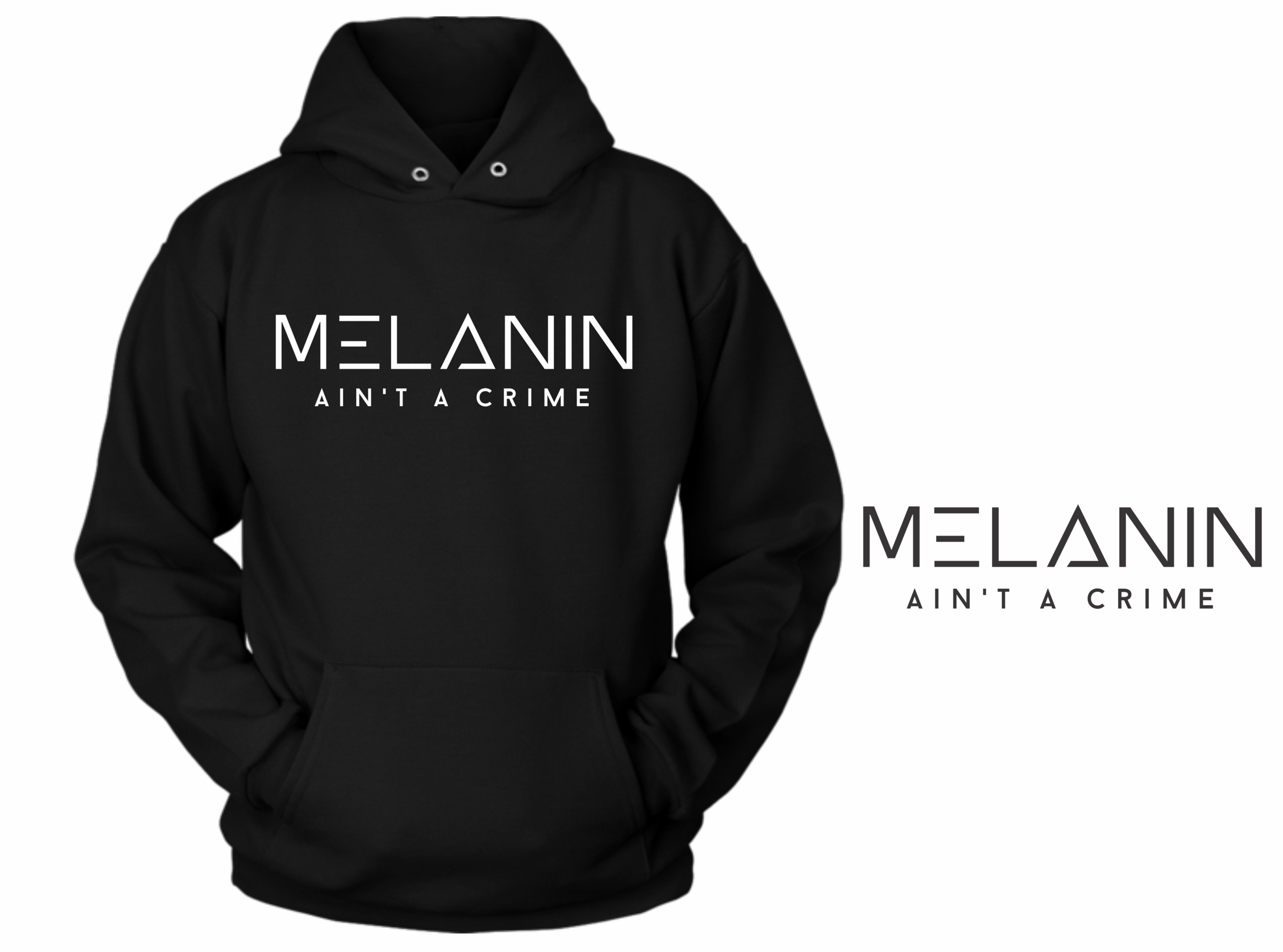 Melanin Text black hoodie.png