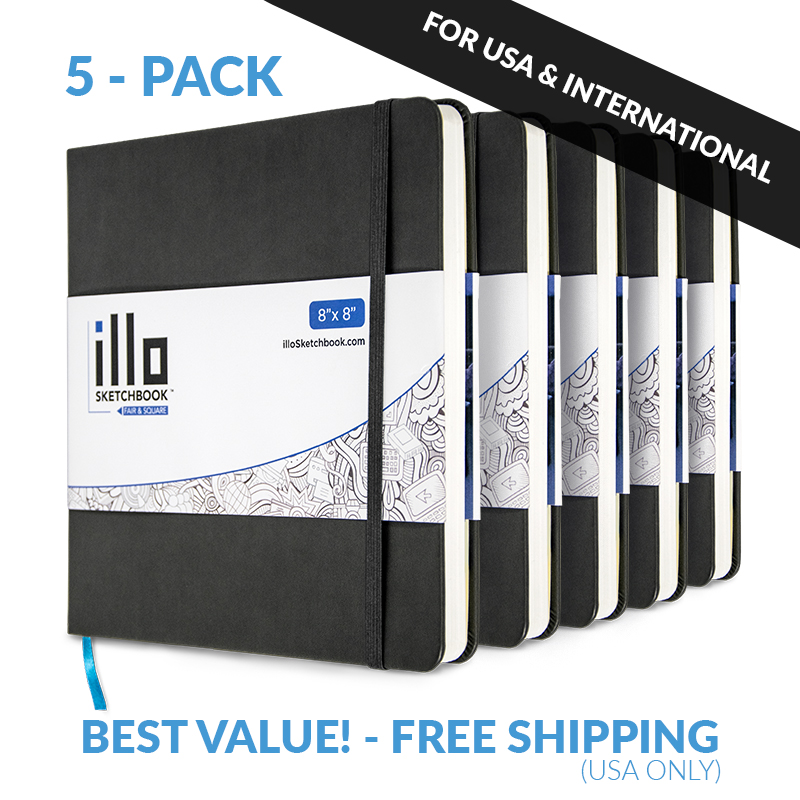 illo sketchbook 8x8 5-Pack - illo sketchbook | Artist Preferred Square  Sketchbooks