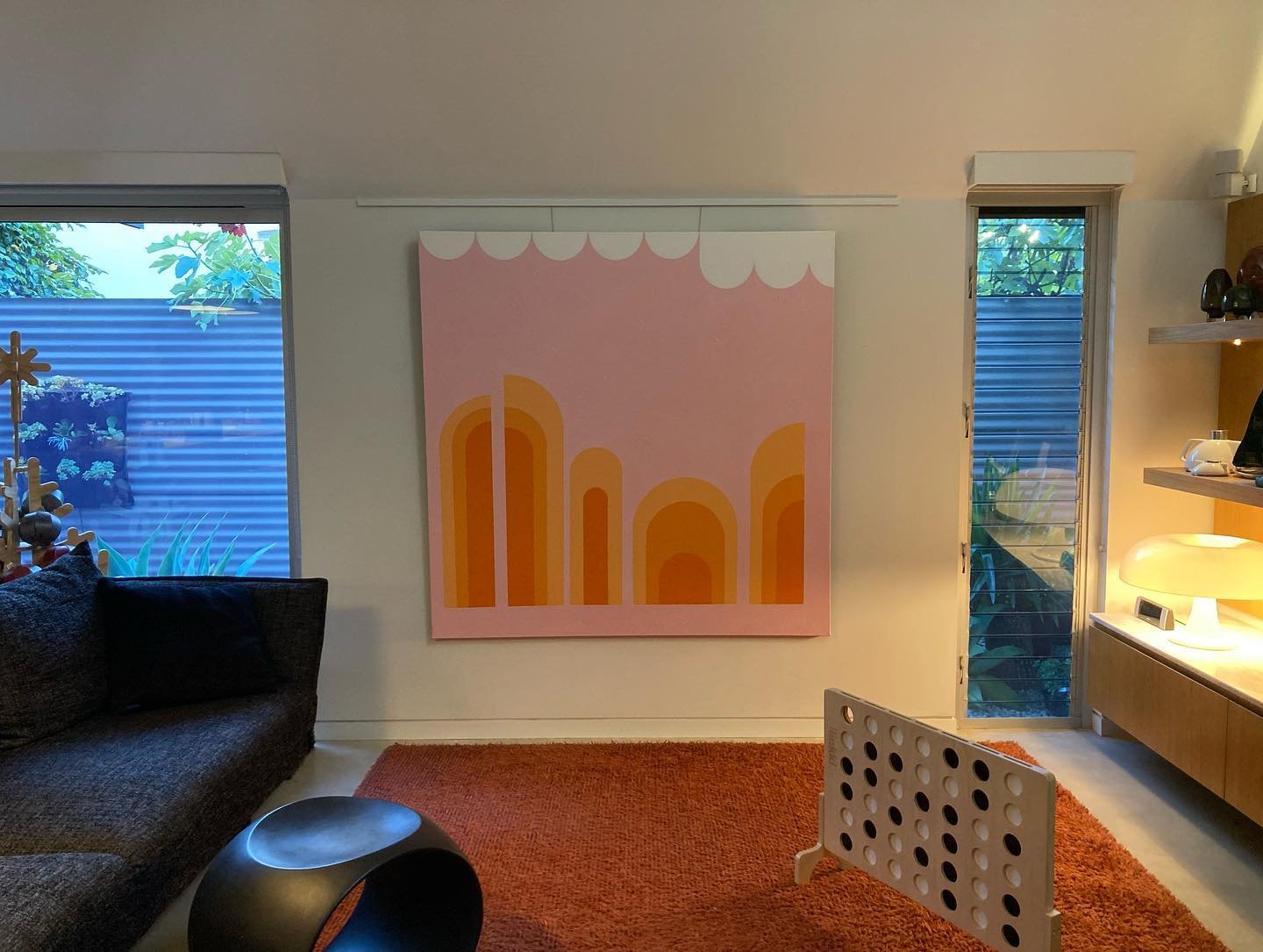 Thanks for the loan artwork @pelle_fisher! Could be our Chrissie present? Looks great 😊 #modernart #graphicart #siblings #artistsouthaustralia  #designer #painting