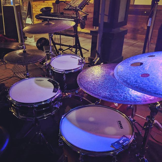 It's always nice to see my drums and cymbals under lights

This was from a gig last week with Soul Explozion. Played 3 hours of funk in cold windy weather.