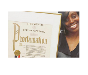 OCT 2016 NYC Councilmember Daniel Dromm presented Underwood with a NYC Proclamation declaring OCTOBER See Us, Support Us Month