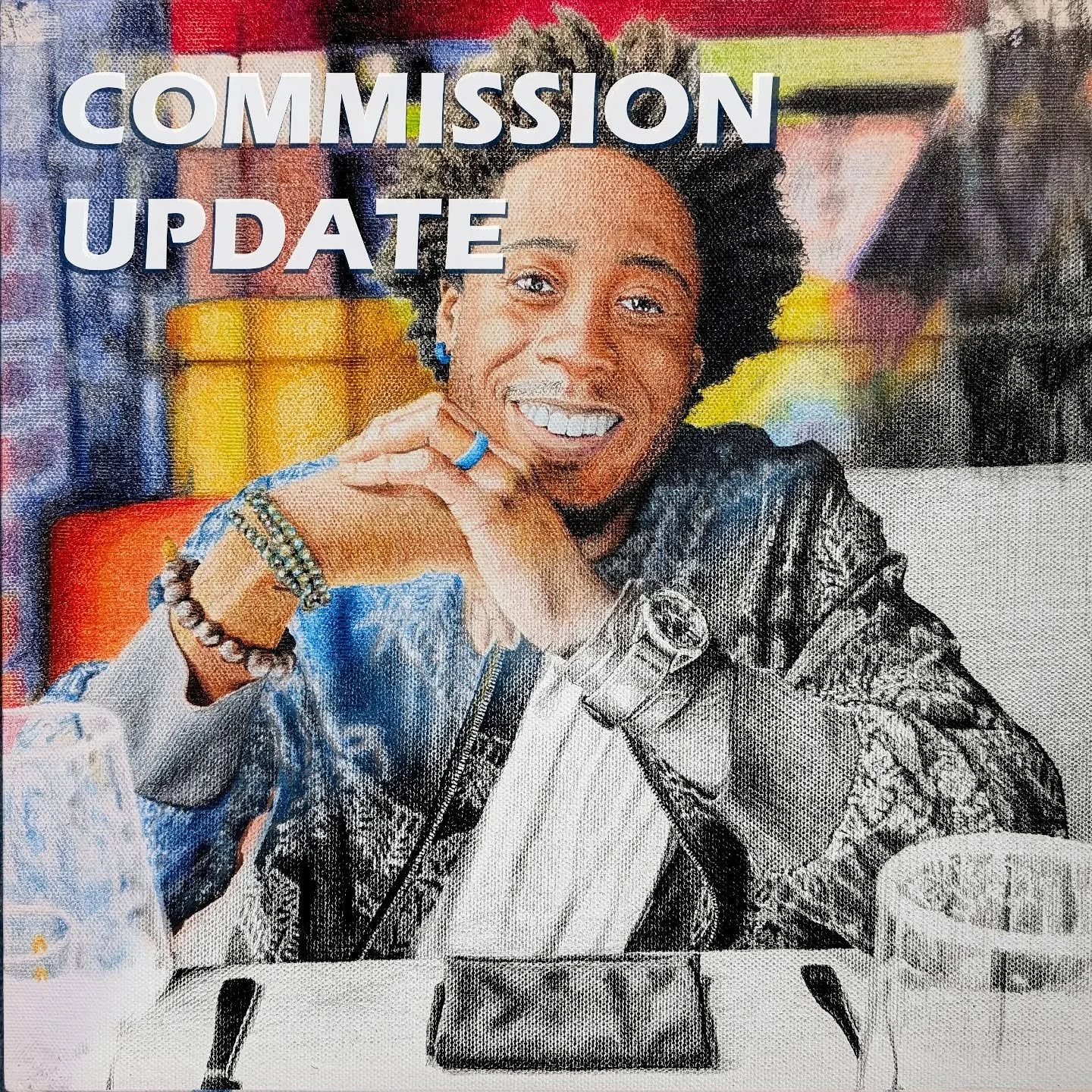 For those interested in commissioning me for portrait art, I charge:

* Black &amp; White: $4 per sq. inch (graphite)
* Color: $7 per sq. inch (color pencil)
.
The black and white self portrait in this post is 12"x12", so it would cost $576