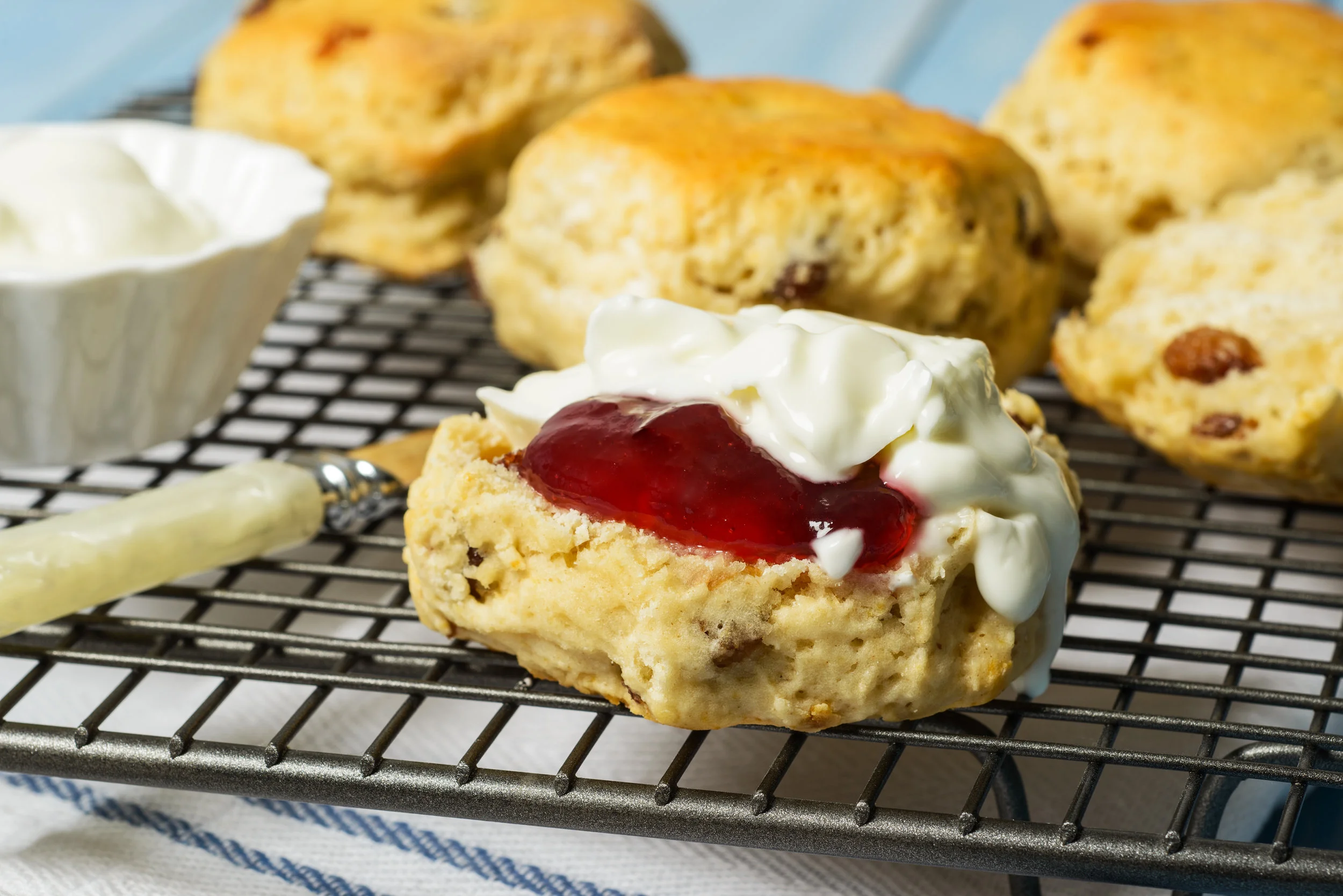 Scones with jam and cream