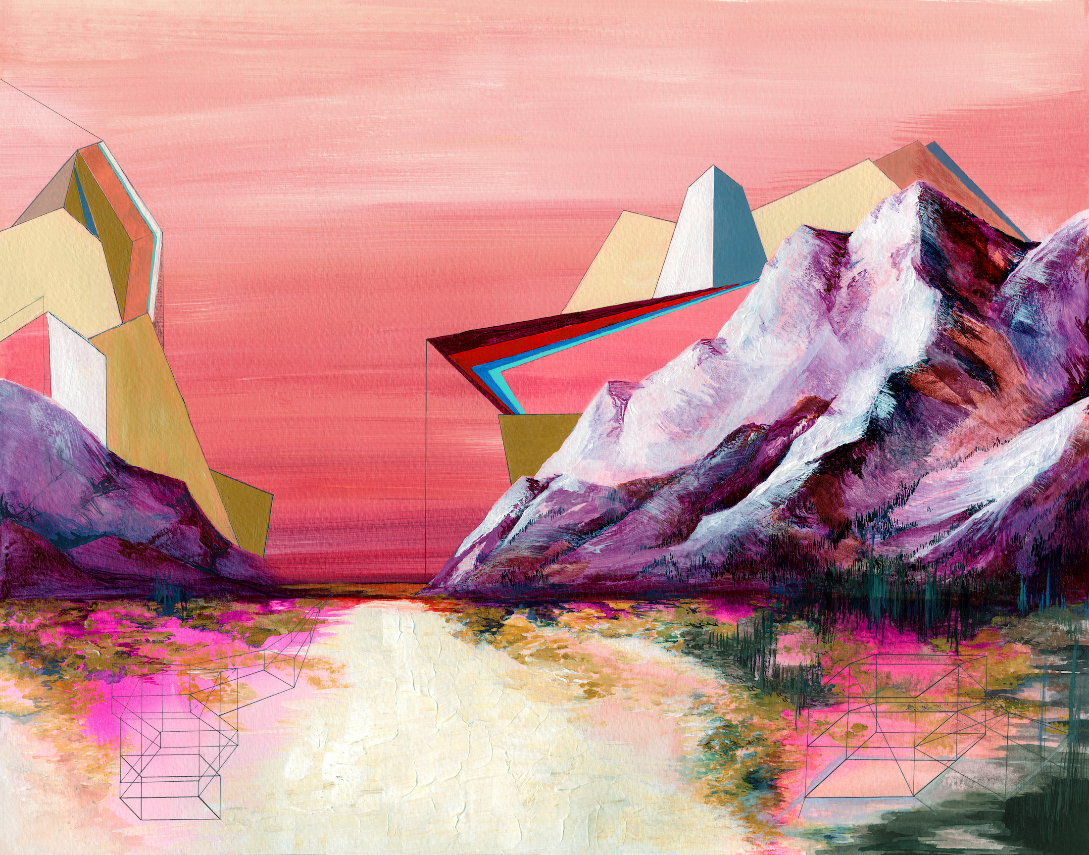 Fool's Gold - Abstract landscape painting by Noelle Phares