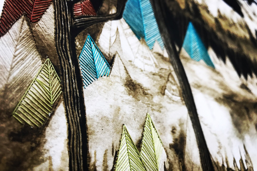Embroidery detail from “Sepia Reckoning”