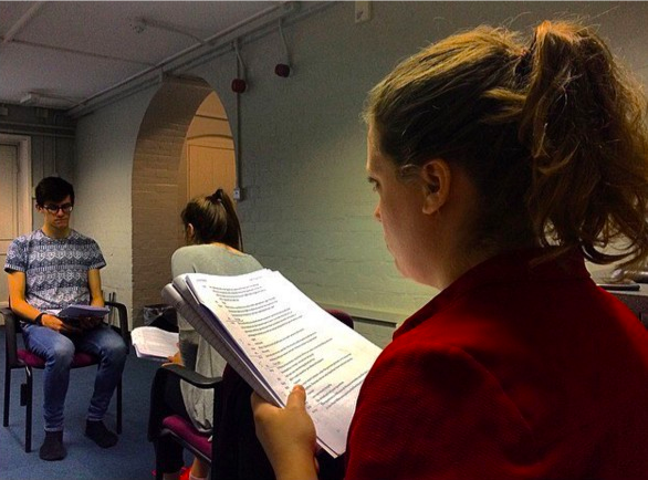 My director-friend Marlien, left, at the Birmingham University campus. And right, in rehearsal with the Blancmontage Theatre Group. To warm up, the actors played the ‘status game’ in which one character has a significantly higher position than the o…