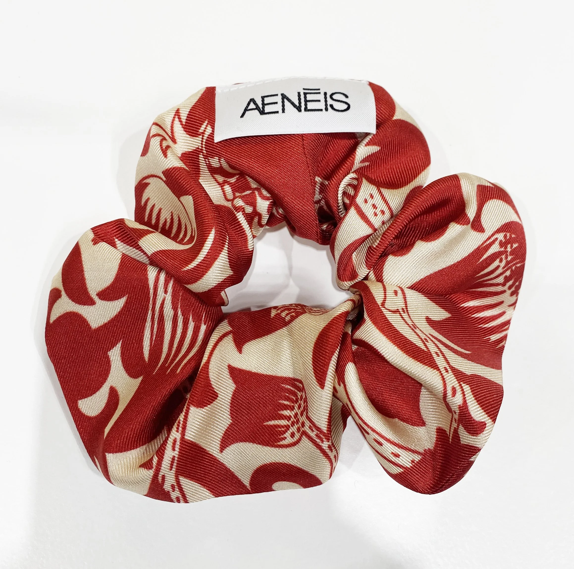 Mur Floral Silk Scrunchies Big x 2 |  Red