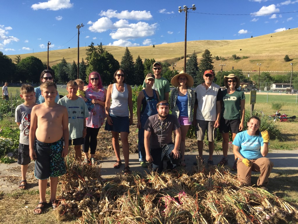 Happy garlic harvesters with more than enough garlic to share!