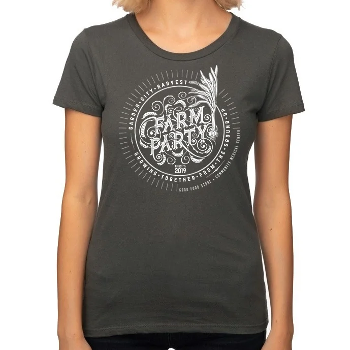 Women’s cut t-shirt: 100% organic cotton, made in the USA, slate grey, soft to the touch