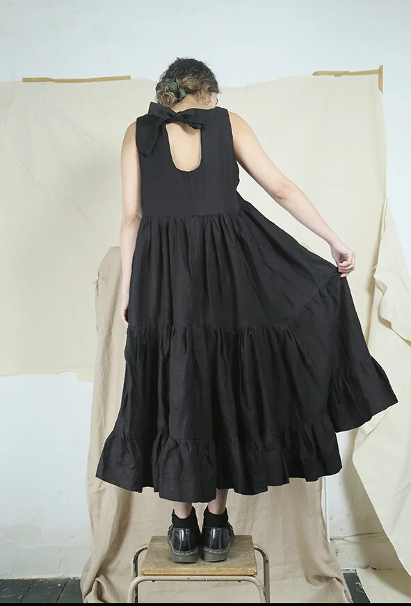 Gathered ruffled linen dress - Rosana Expsito  ROSANA EXPOSITO