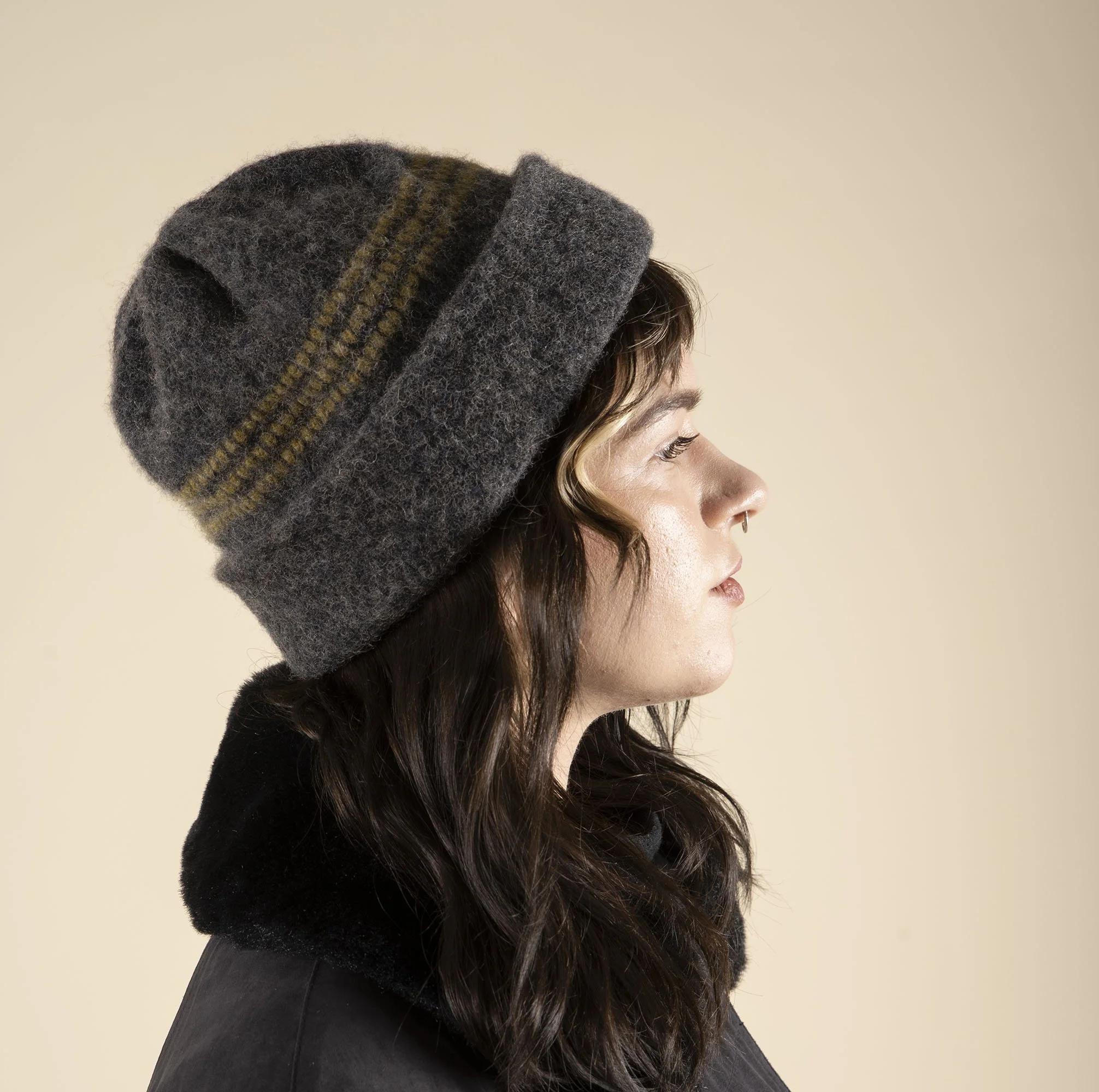 tripple dott hat - grey + asparagus.jpg