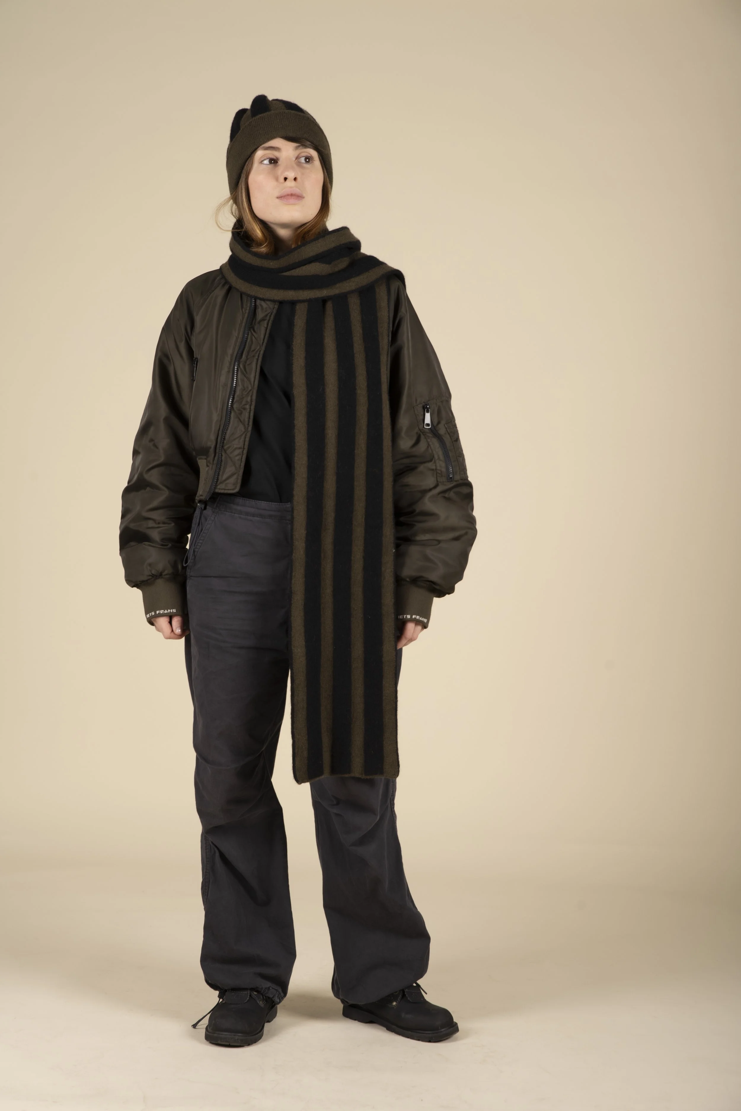 Vertical Stripe Scarf - Kachy + Black