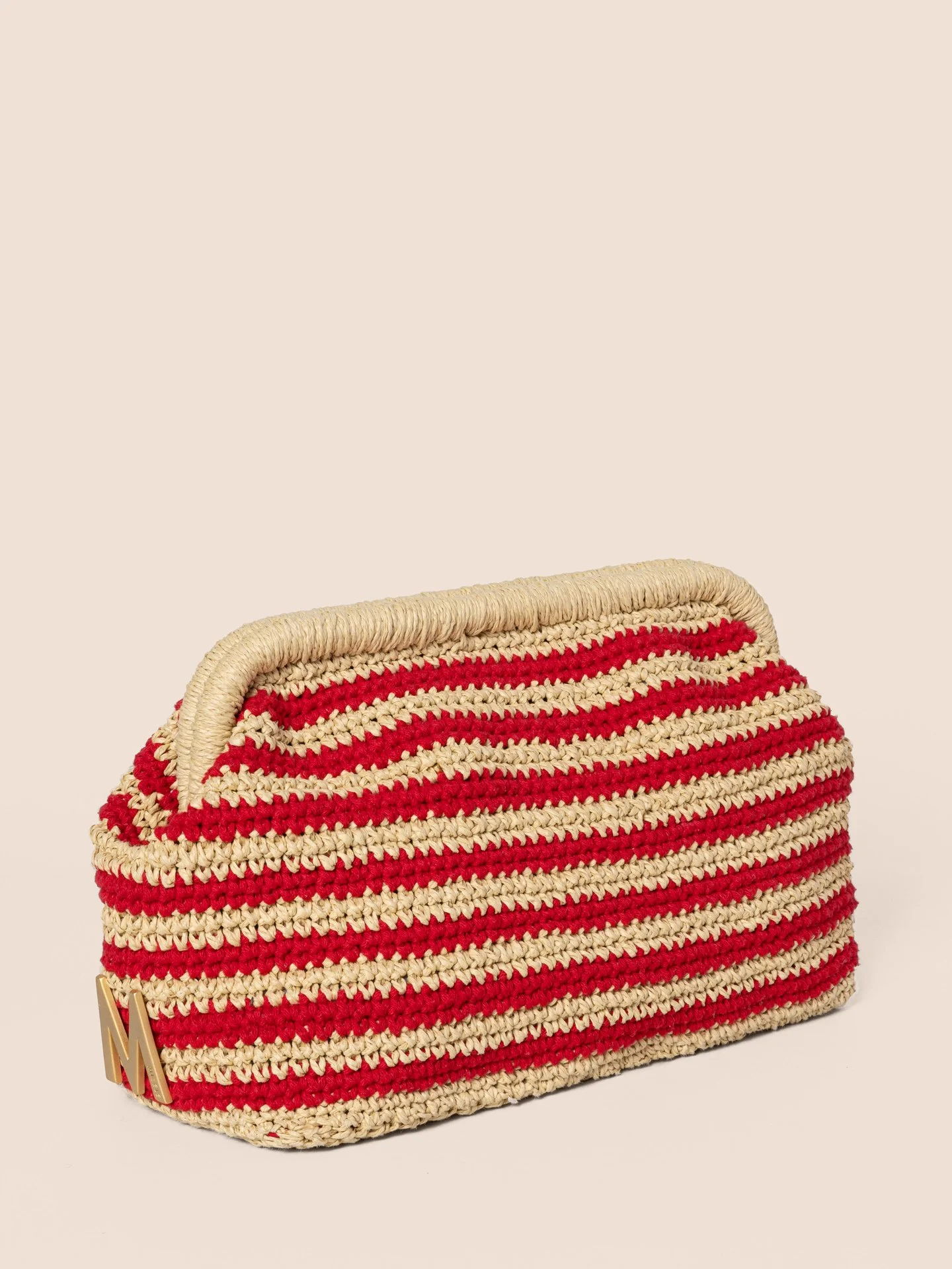 BIG CLUTCH - RAFFIA RED STRIPES