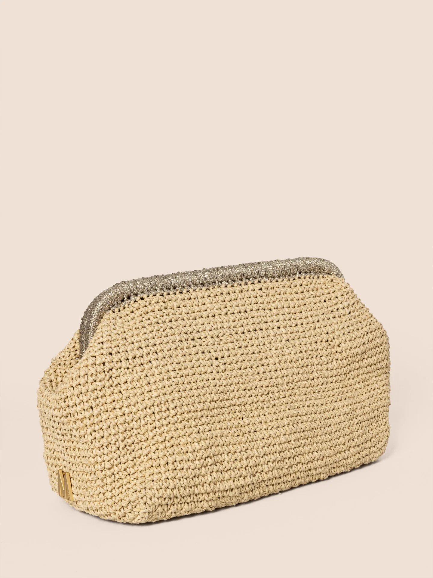 BIG CLUTCH - RAFFIA AND SILVER