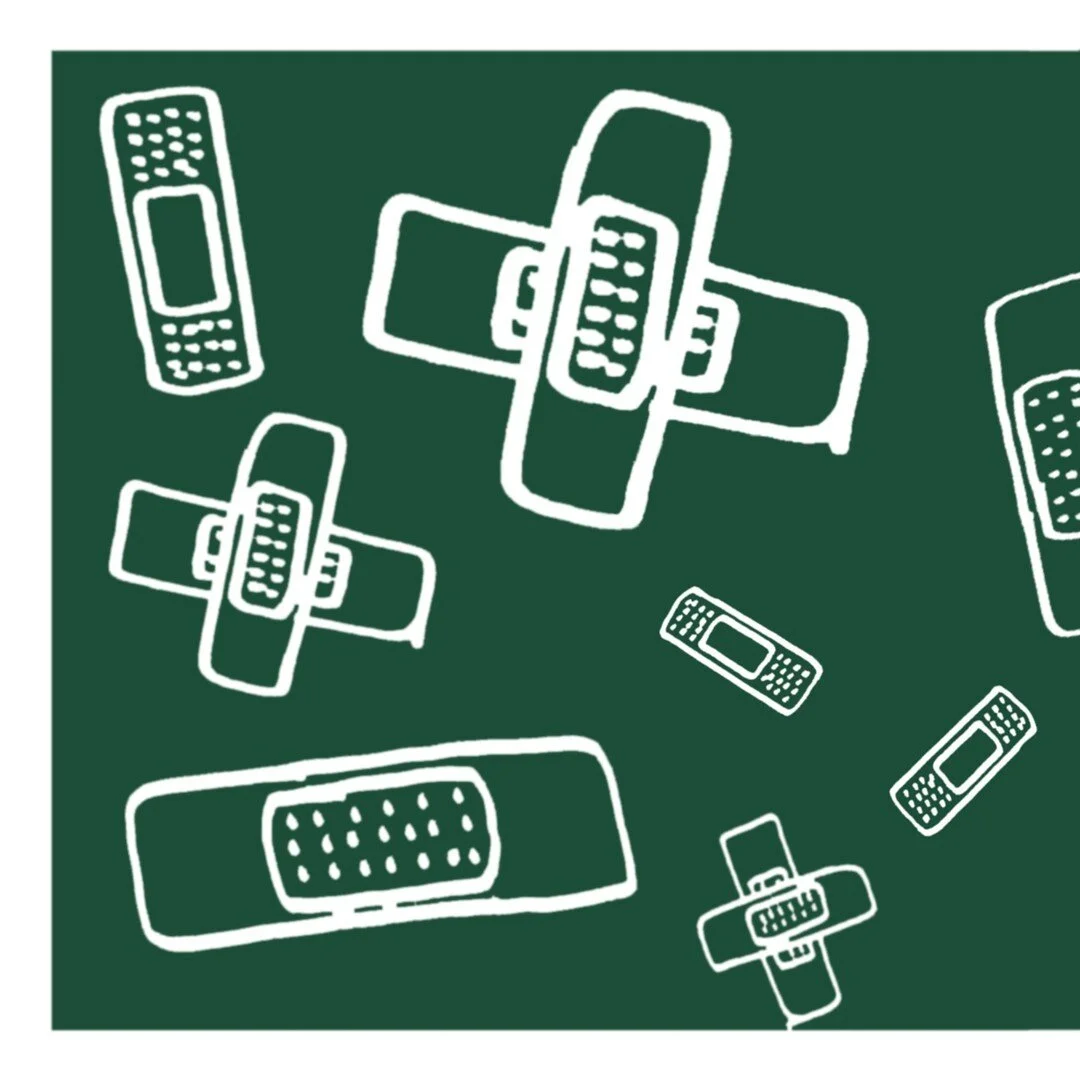 Advanced studies for the floor of Careland Pharmacy. We decided to only use the band aids and to simplify the graphic. A band aid symbolizes Healing, Protection, and Care (Careland).