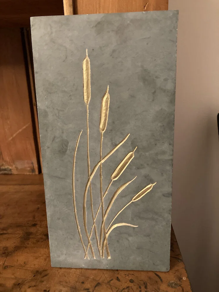  Bull Rushes in slate - 13 x 25 cm - SOLD 