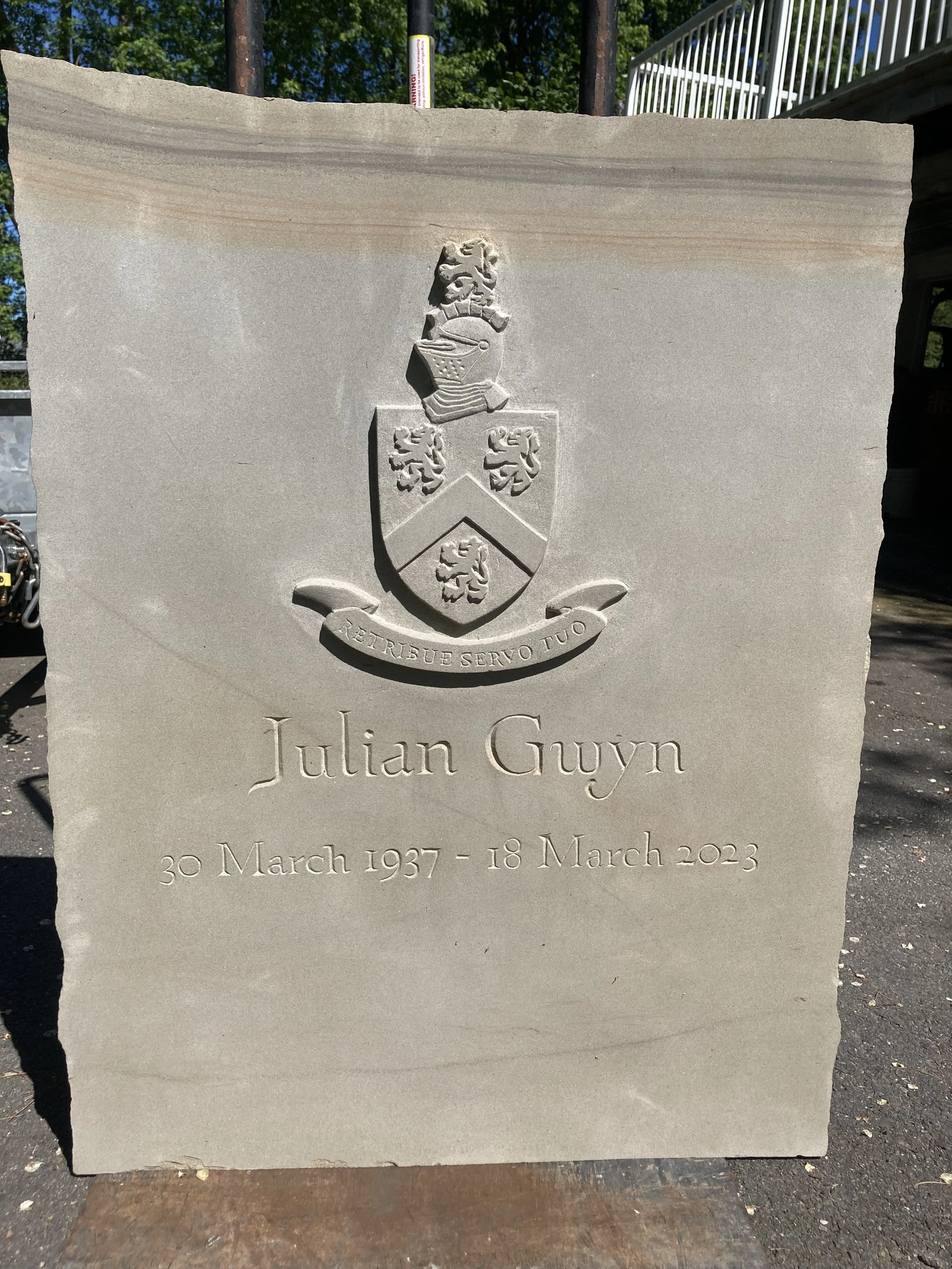 Commissioned headstone with Horton Carver font