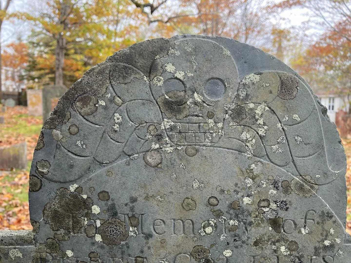 Happy Halloween from the host of ghosts in the Old Burial Ground, Liverpool,NS. The oldest having died in 1761 #headstonedesign #headstone #oldburyingground #livepool #handcarved #halloween